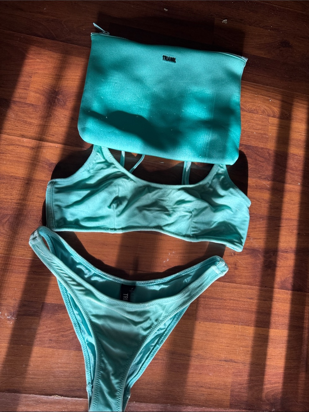 triangl swimwear velvet Tiffany blue Two-Piece Bikini with Matching Pouch